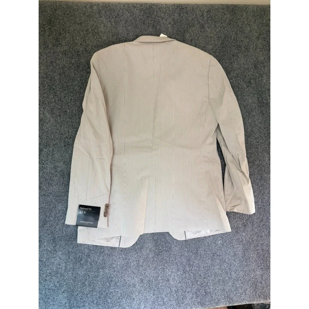 NWT Banana Republic Mens Beige Striped Cotton Blazer Tailored Fit  Size 42R